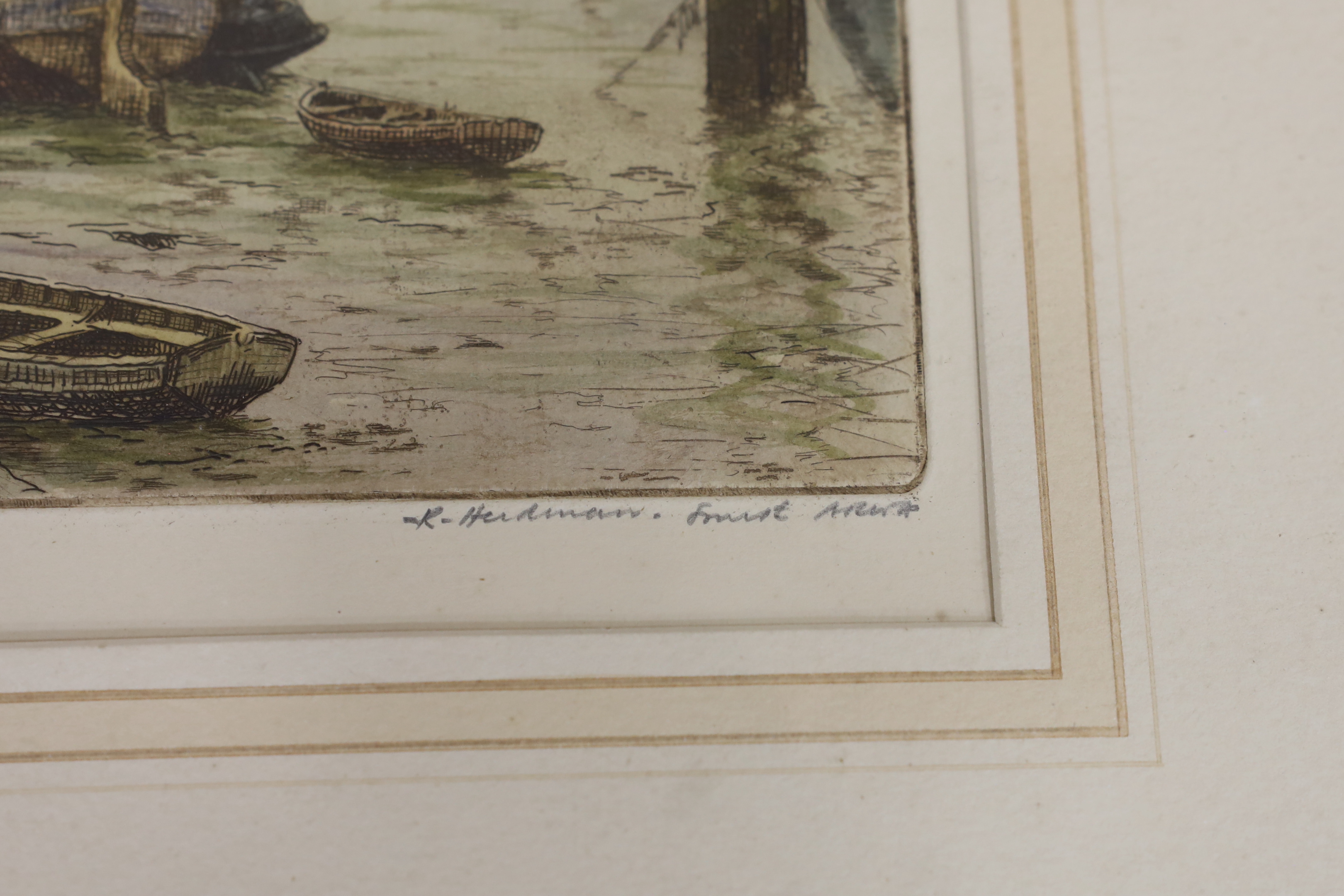 Robert Herdman-Smith (1879-1945), colour etching, 'St Paul's from Bankside', signed in pencil, 25 x 18cm